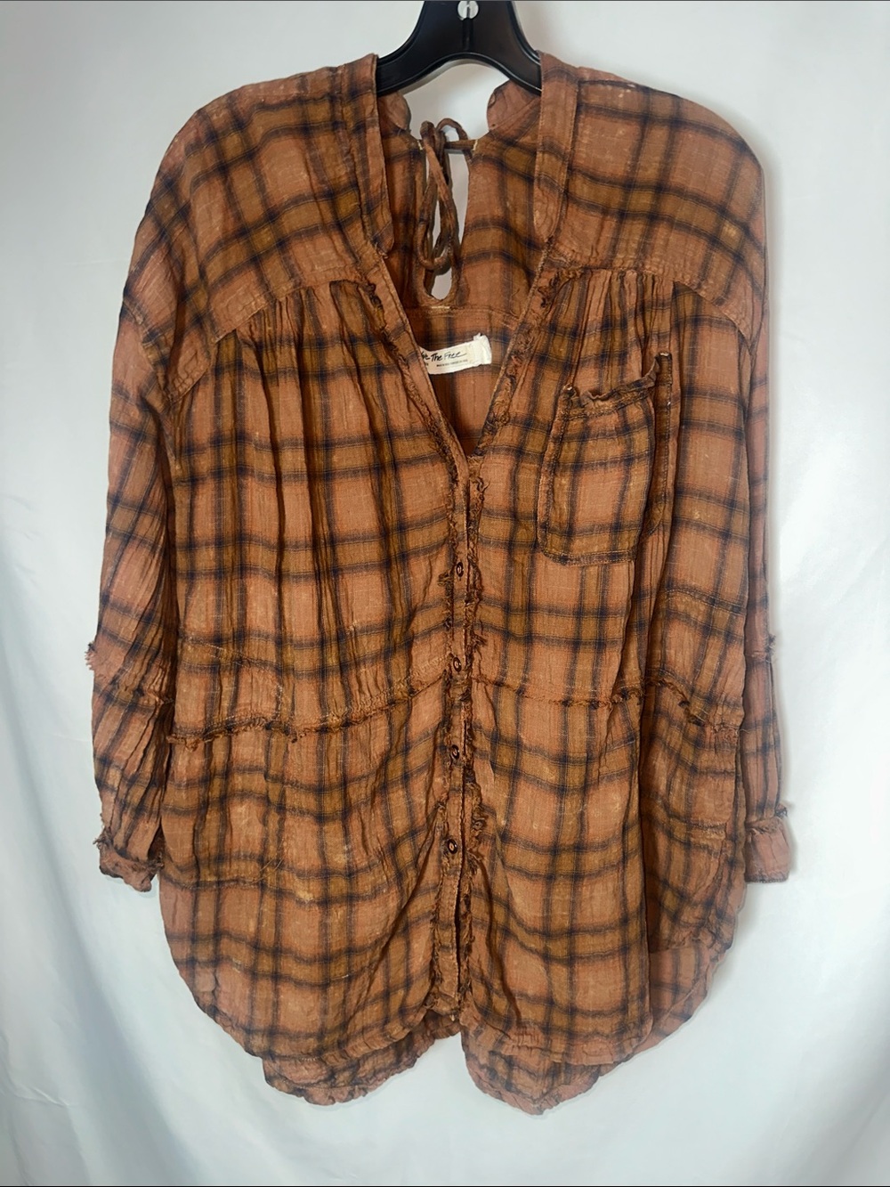 We The Free Rust Plaid Button-Front Tunic